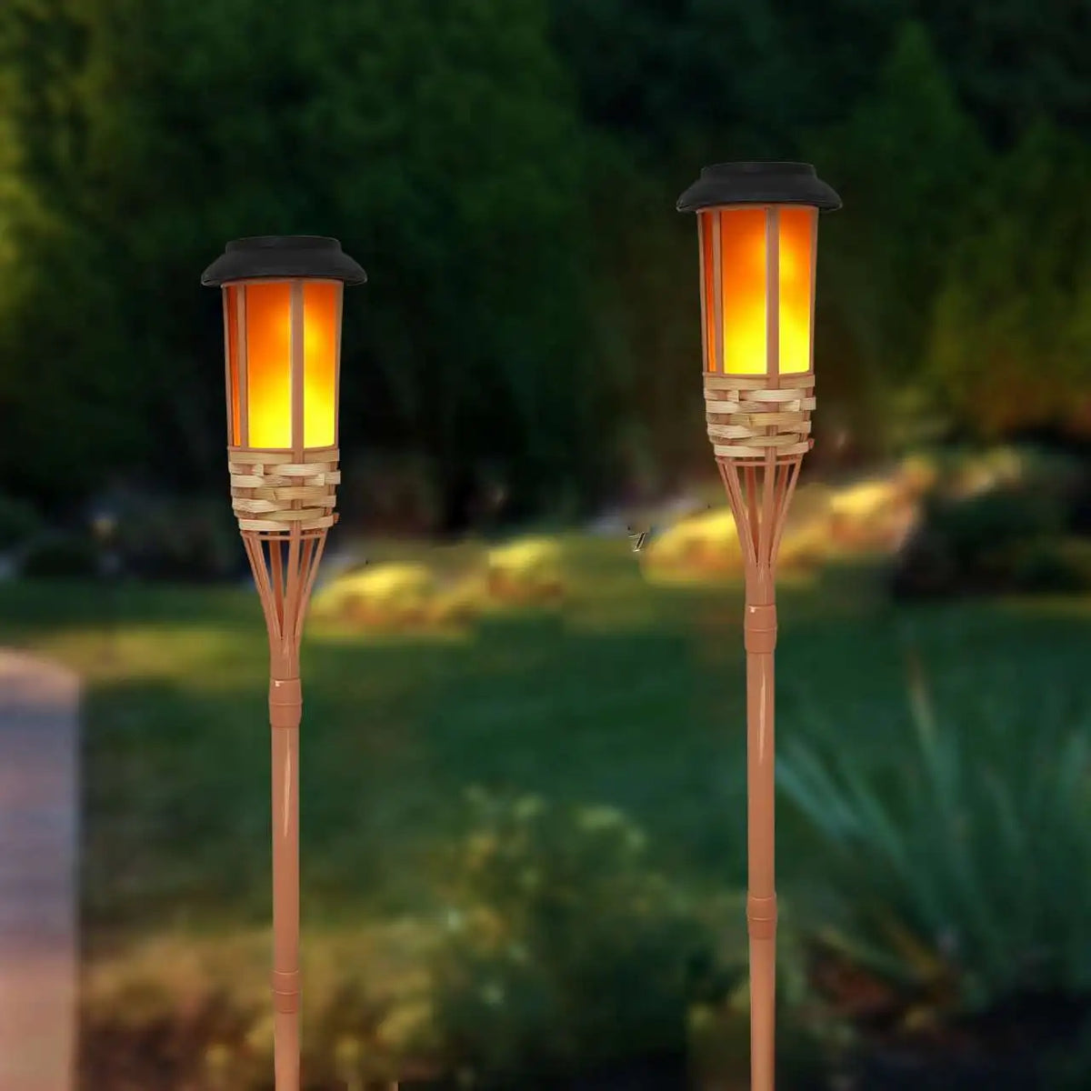 Handcrafted Bamboo Solar LED Torch – Flickering Flame Effect for Garden
