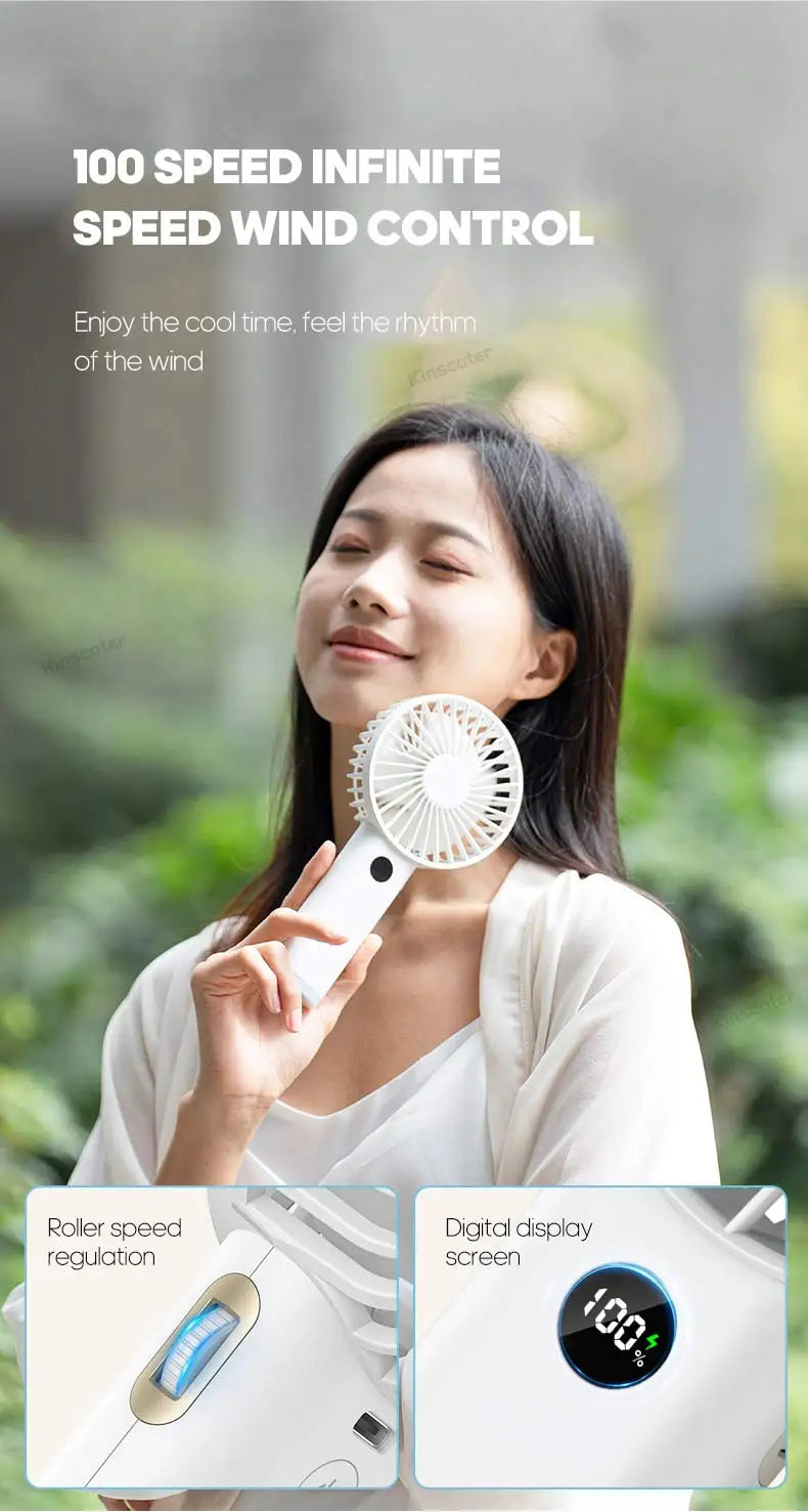 Portable Handheld USB Fan – Rechargeable Stepless Speed Desktop Cooling Fan