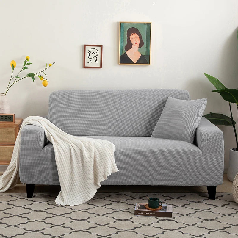 Jacquard Stretch Sofa Cover – Elastic Slipcover for L Shape and Standard Couches