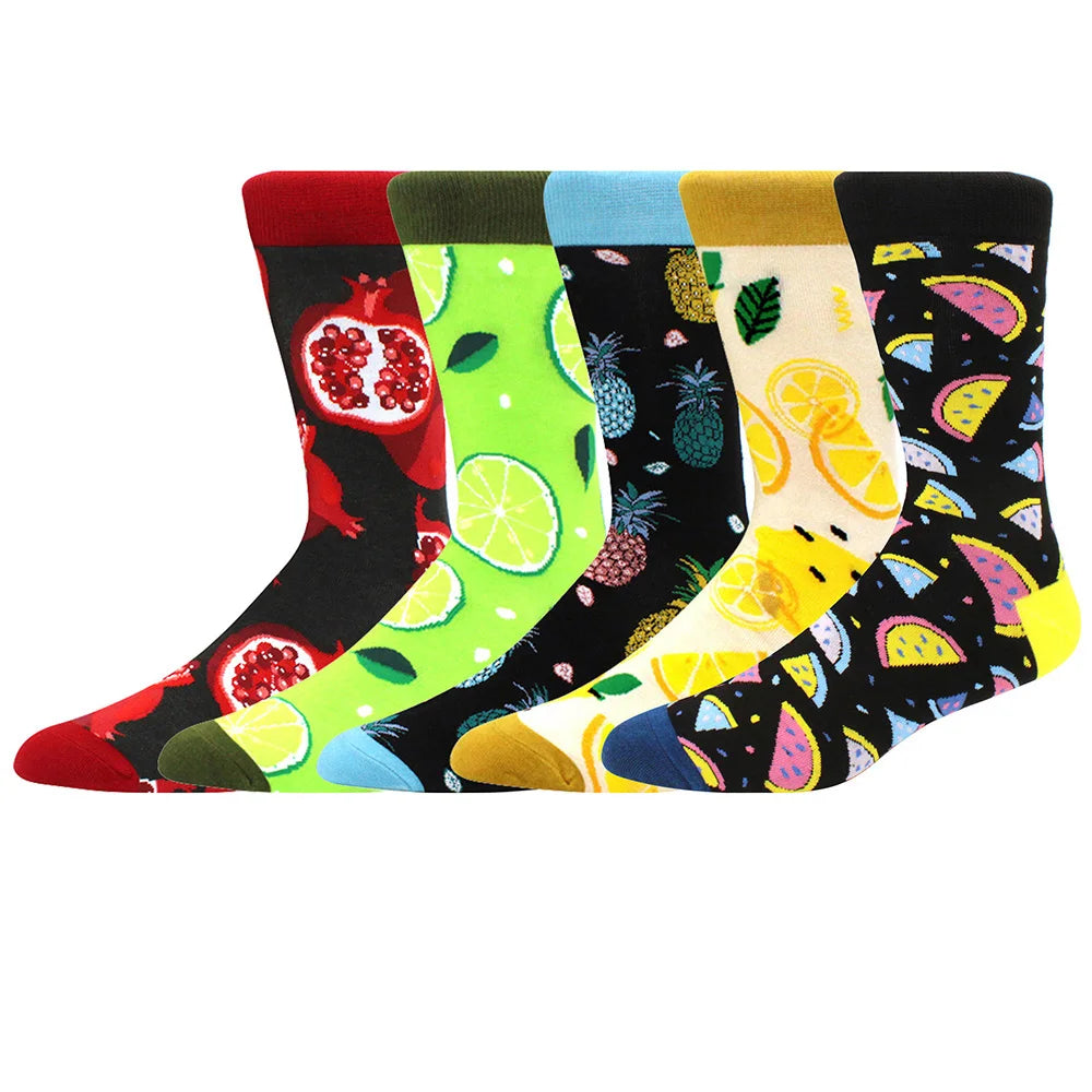 Combed Cotton Crew Socks – Novelty Patterned Casual Apparel for Men and Women