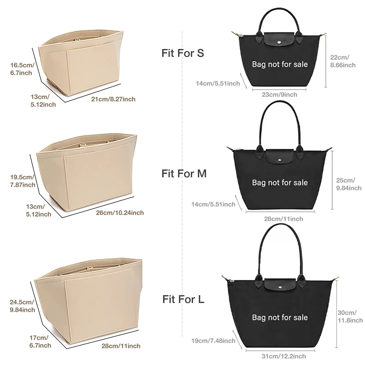 Felt Purse Organizer Insert – Multi-Size Handbag Shaper for Women