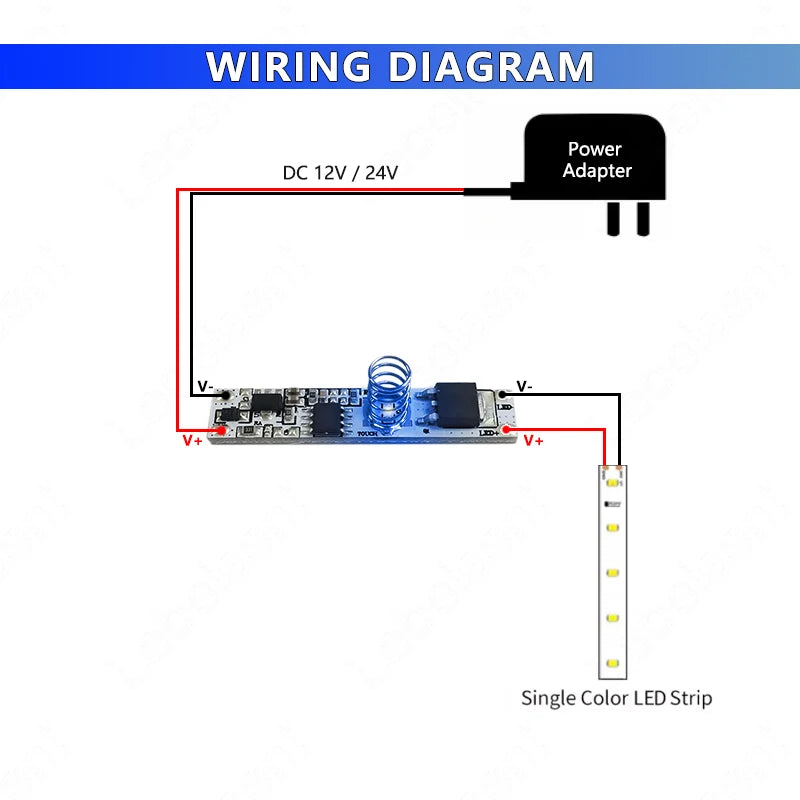 LED Touch Dimmer Switch – Aluminum 12V 24V Controller for Cabinet Lighting