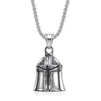 Vintage Jesus Cross Bell Pendant – Religious Biker Necklace for Men
