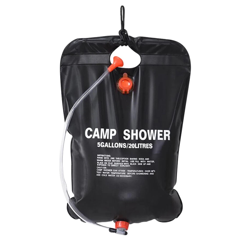 Portable Solar Camping Shower – 20L PVC Heated Water Bag for Outdoor Travel