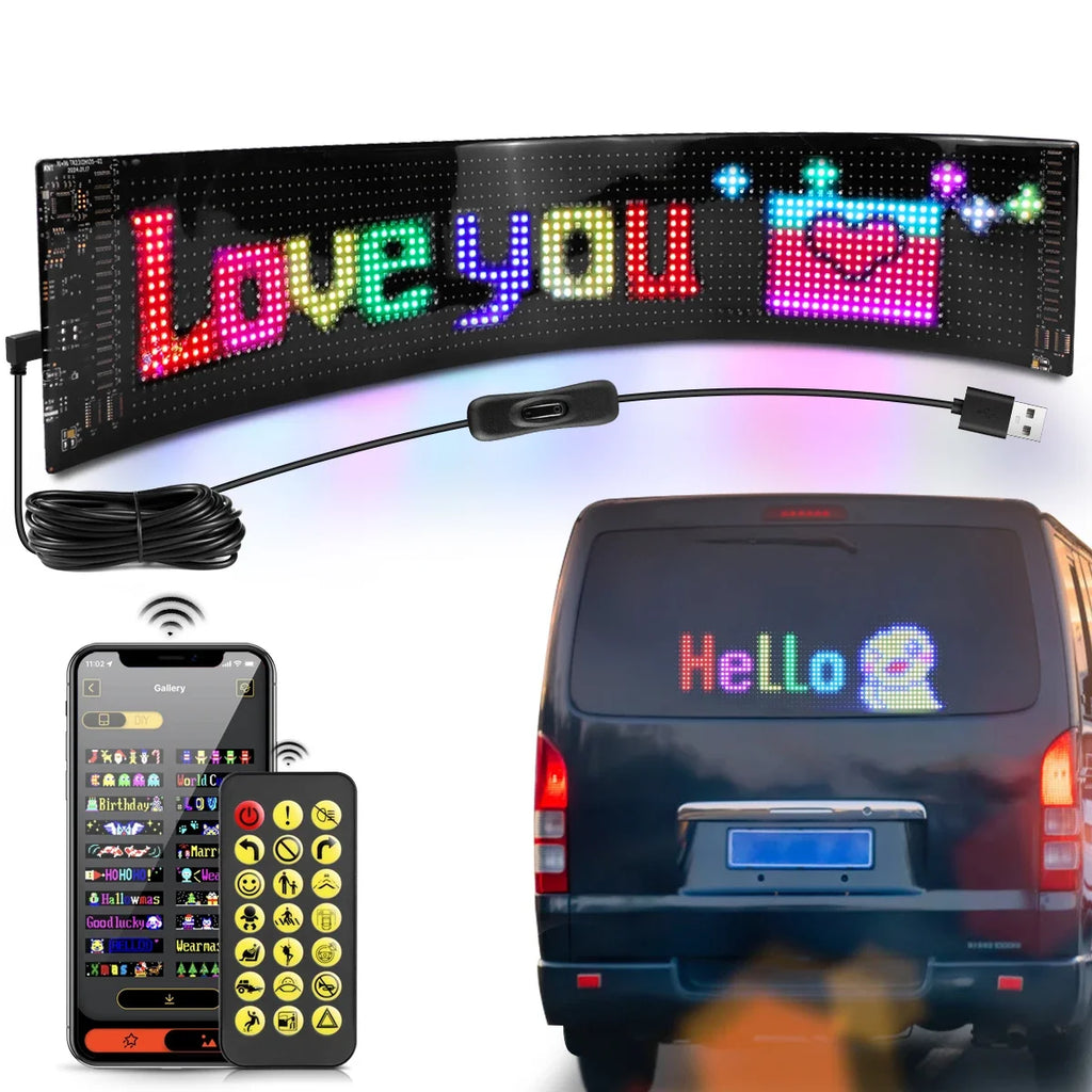 Bluetooth LED Car Sign – Programmable Scrolling Message Display for Auto Decor