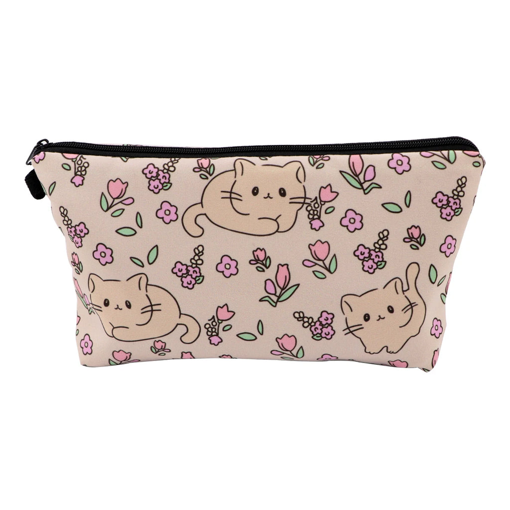 Large Animal Makeup Bag – Flamingo Cat Print Organizer for Travel Cosmetics