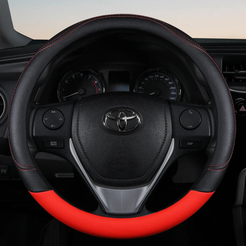 PU Leather Steering Wheel Cover – Non-Slip Grip for Universal Car Interior
