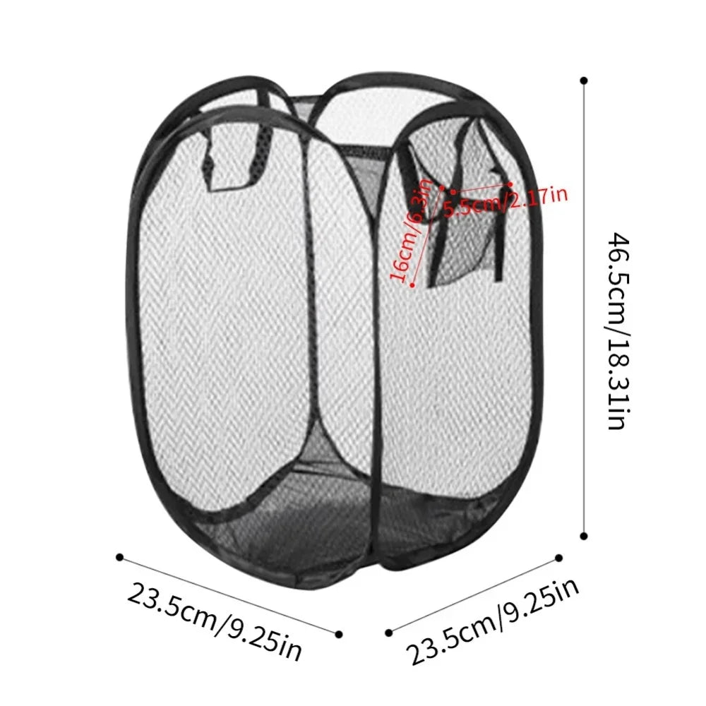 Collapsible Mesh Laundry Hamper – Breathable Pop-Up Basket for Dorm and Travel
