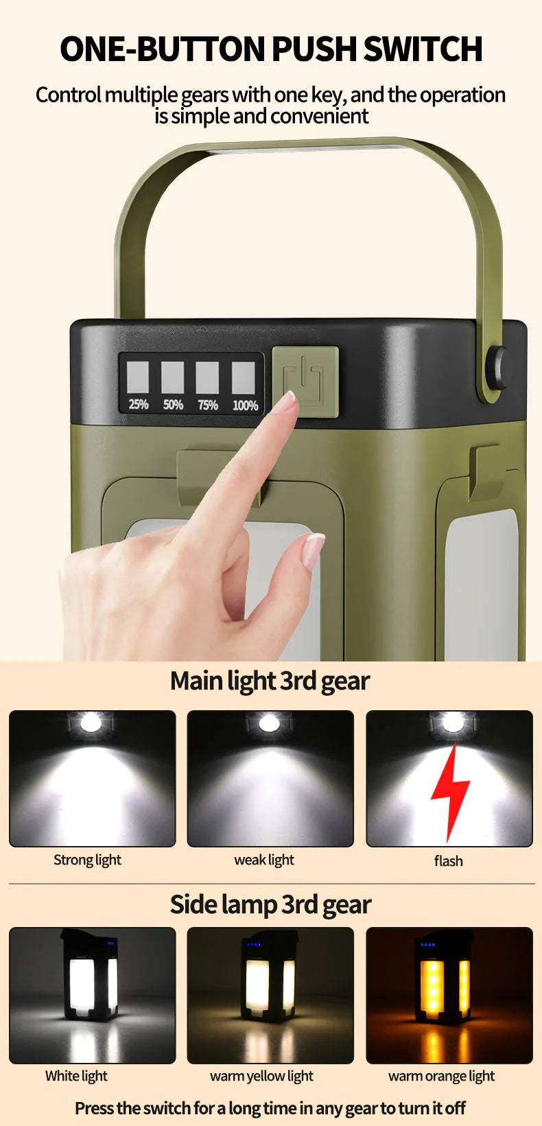 Foldable Solar Camping Light – 2000mAh Power Bank for Outdoor Hiking Tent