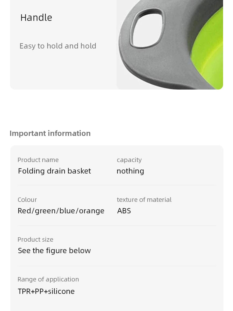 Collapsible Silicone Colander – Foldable Strainer for Kitchen Fruit Washing