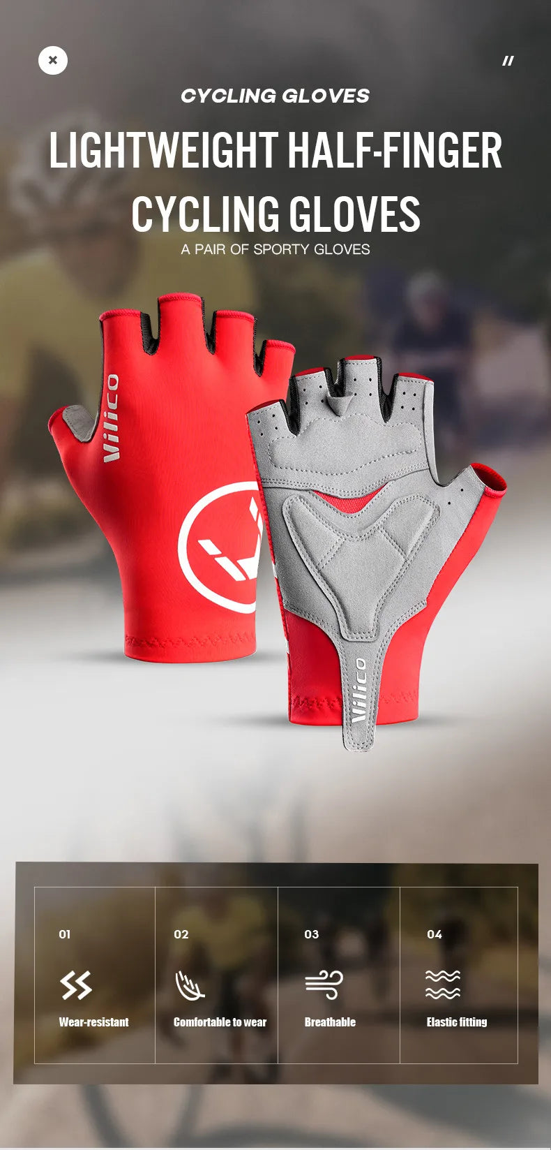 Half Finger Cycling Gloves – Anti-Slip Breathable Mittens for Road MTB Racing