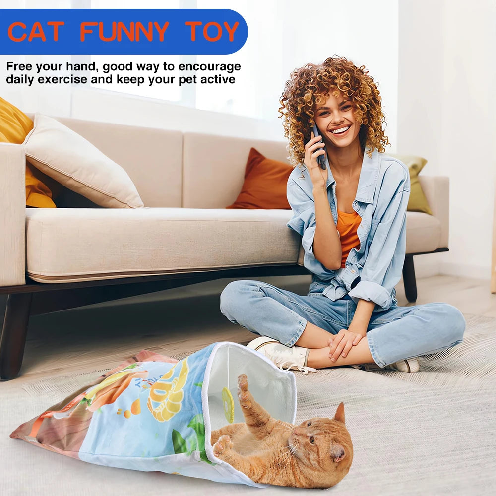 Collapsible Halloween Cat Tunnel – Gourmet Pattern Interactive Pet Toy