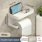 Wall Mounted Toilet Paper Holder – Plastic Storage Shelf for Bathroom