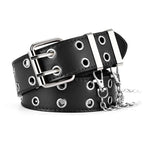 Double Hole Leather Belt – Large Size Y2K Punk Waistband for Men and Women