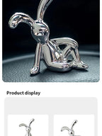 Long-Eared Rabbit Statue – Cartoon Resin Figurine for Home Desktop Decor
