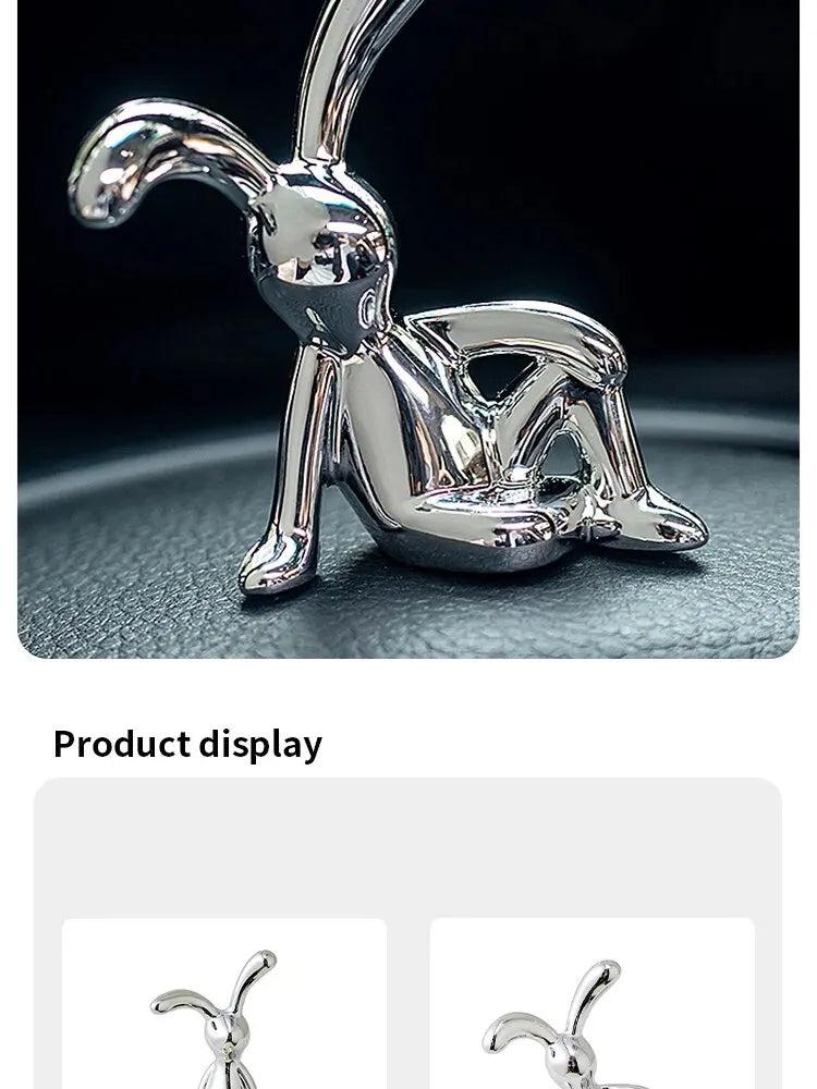Long-Eared Rabbit Statue – Cartoon Resin Figurine for Home Desktop Decor