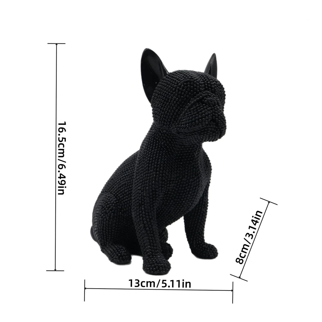 Beaded French Bulldog Resin Statue – Colorful Animal Decor for Home Office