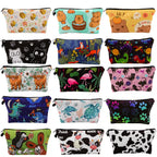 Large Animal Makeup Bag – Flamingo Cat Print Organizer for Travel Cosmetics