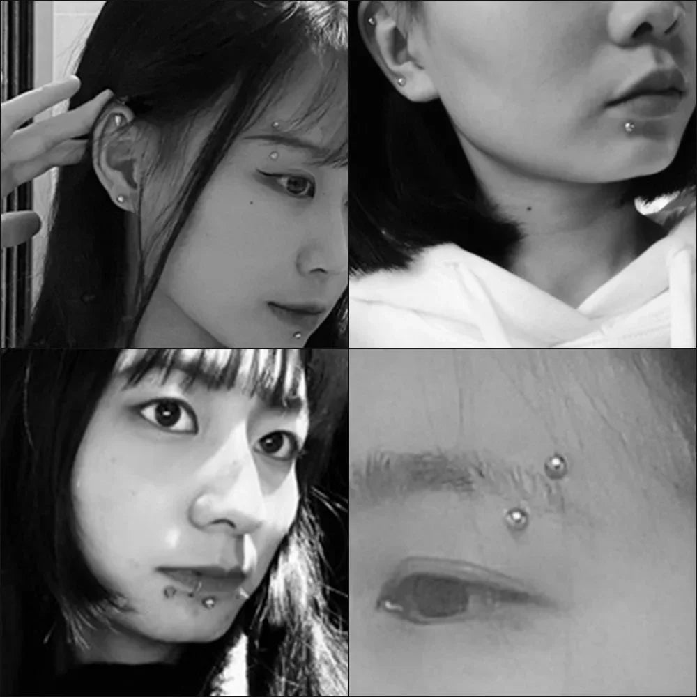 Fake Body Piercing Set – Adhesive Studs for Nose Lips and Eyebrows