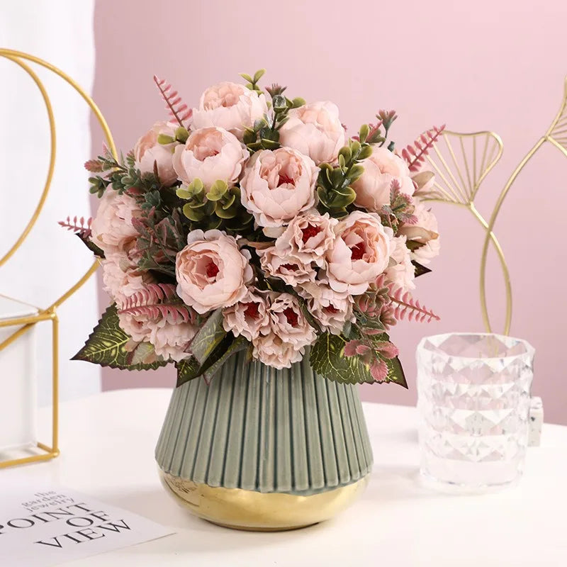 Artificial Peony Flower Bundle – Silk Floral Arrangement for Wedding Decor