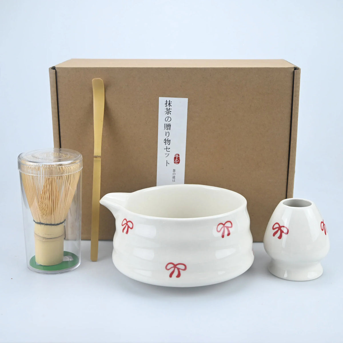 Matcha Whisk Set – Ceramic Bow Tea Bowl for Traditional Japanese Tea Ceremony