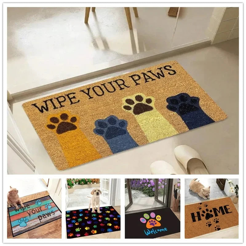 Absorbent Cat Paw Doormat – Decorative Non-Slip Floor Rug for Home Entrance