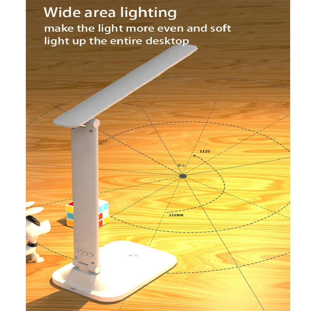LED Desk Lamp – Rechargeable Touch Light with Alarm and Thermometer for Study