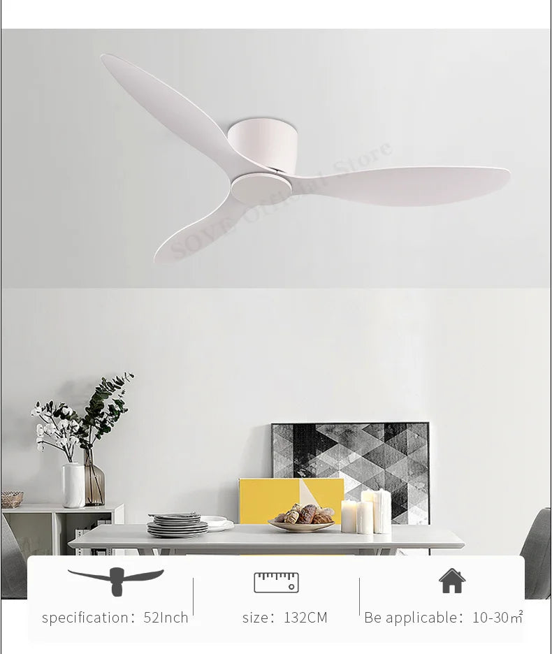 Modern DC Motor Ceiling Fan – Low Profile Minimalist for Home Decor