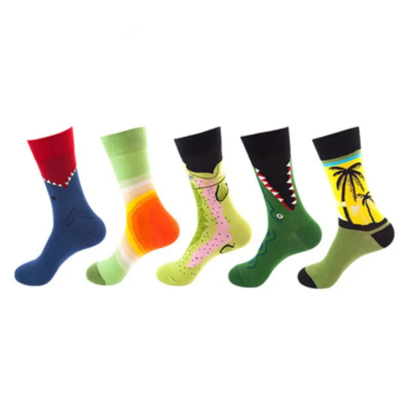 Colorful Cotton Crew Socks – Novelty Patterned Dress Wear for Men