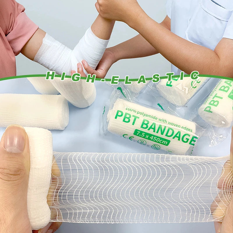 PBT Elastic Bandages – Absorbent Cotton Core for First Aid Wound Dressing