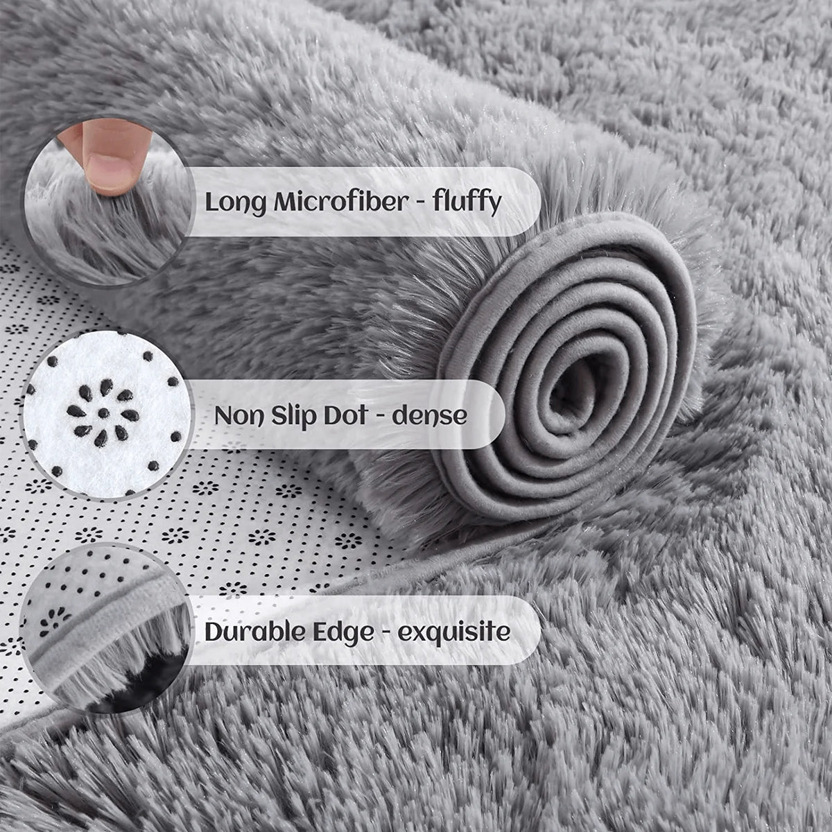 Tie-Dyed Shag Area Rug – Fluffy Non-Slip Carpet for Bedroom and Living Room