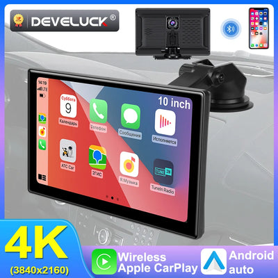 10 Inch 4K Dash Cam – Wireless Carplay GPS Navigator for Vehicle Dashboard