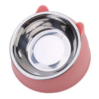 Stainless Steel Inclined Cat Bowl – Ergonomic Pet Food Feeder for Cats and Dogs