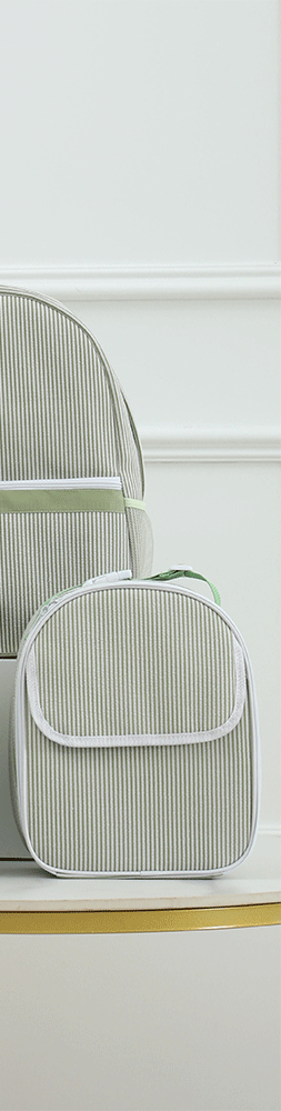 Seersucker Striped Backpack – Classic Kids Book Bag for Preschool