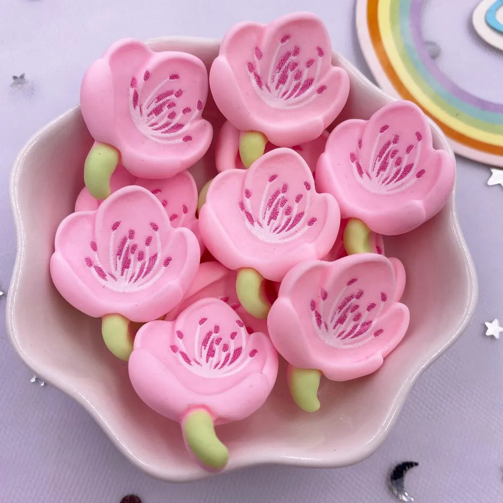 Resin Cherry Blossom Flatbacks – Colorful DIY Stones for Scrapbook Crafts