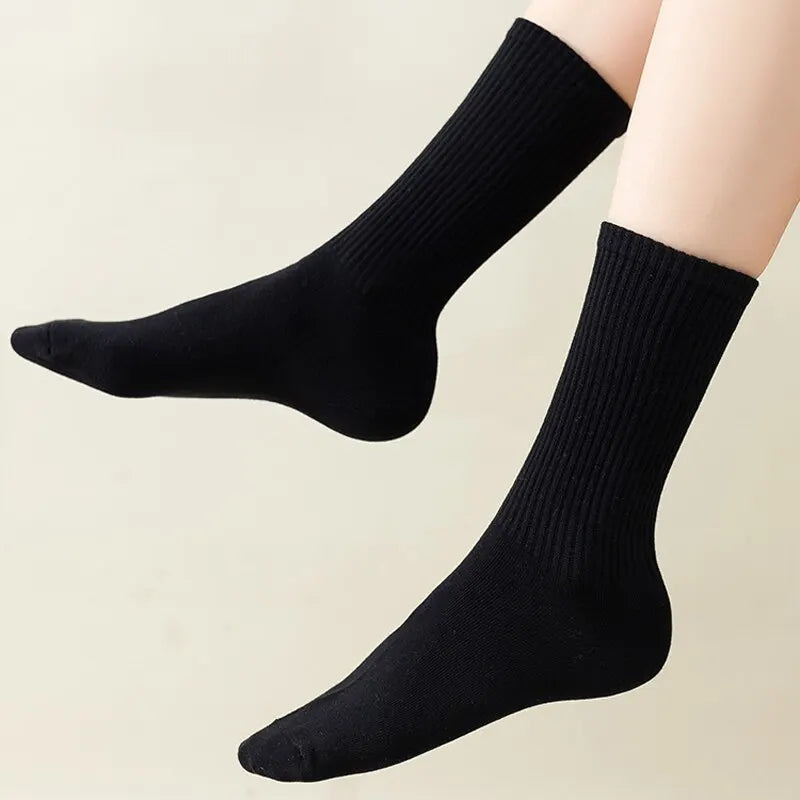 Cotton Crew Socks – Breathable Solid Color for Men Casual Streetwear