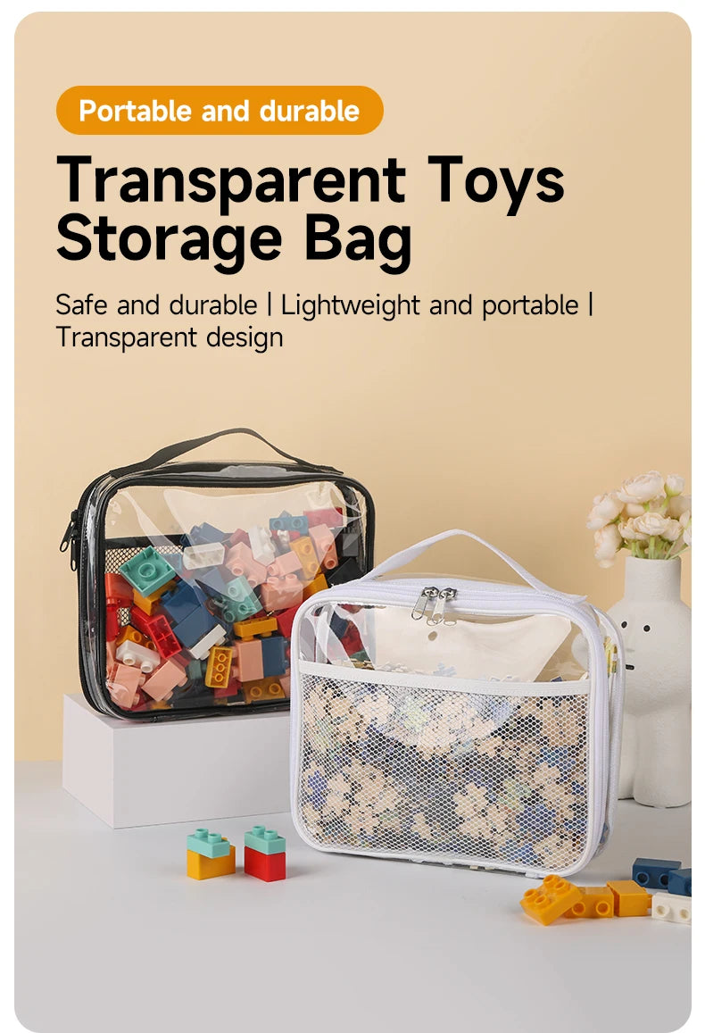 Transparent Toy Storage Bag – Large Capacity Organizer for Kids Block Toys