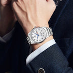 Stainless Steel Quartz Watch – Arabic Numerals Calendar for Men Gifts