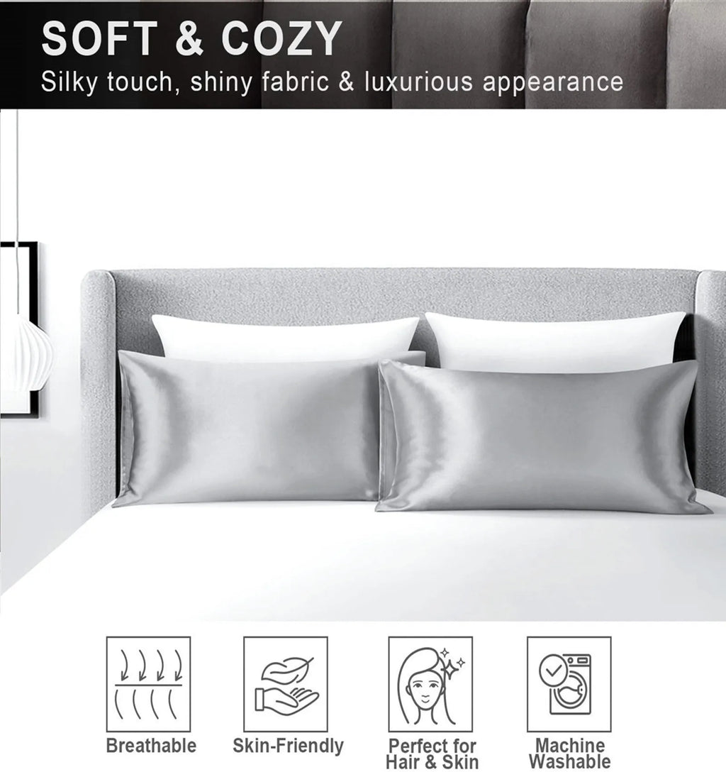 Mulberry Silk Pillowcase – Queen Standard Satin Sleep Case for Hair and Skin