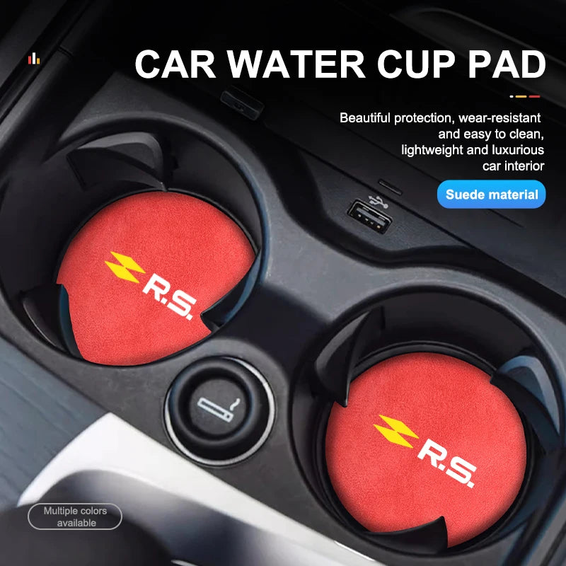 Suede Car Cup Holder Coasters – Anti-Slip Accessories for Renault Vehicles