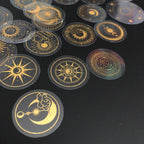 Glitter Gold PET Adhesive Stickers – Celestial Stars and Moon for Journaling