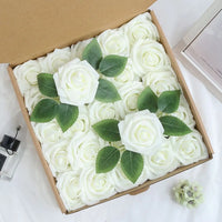 Milk White Artificial Rose Stems – Silk Flowers for Wedding DIY Decoration