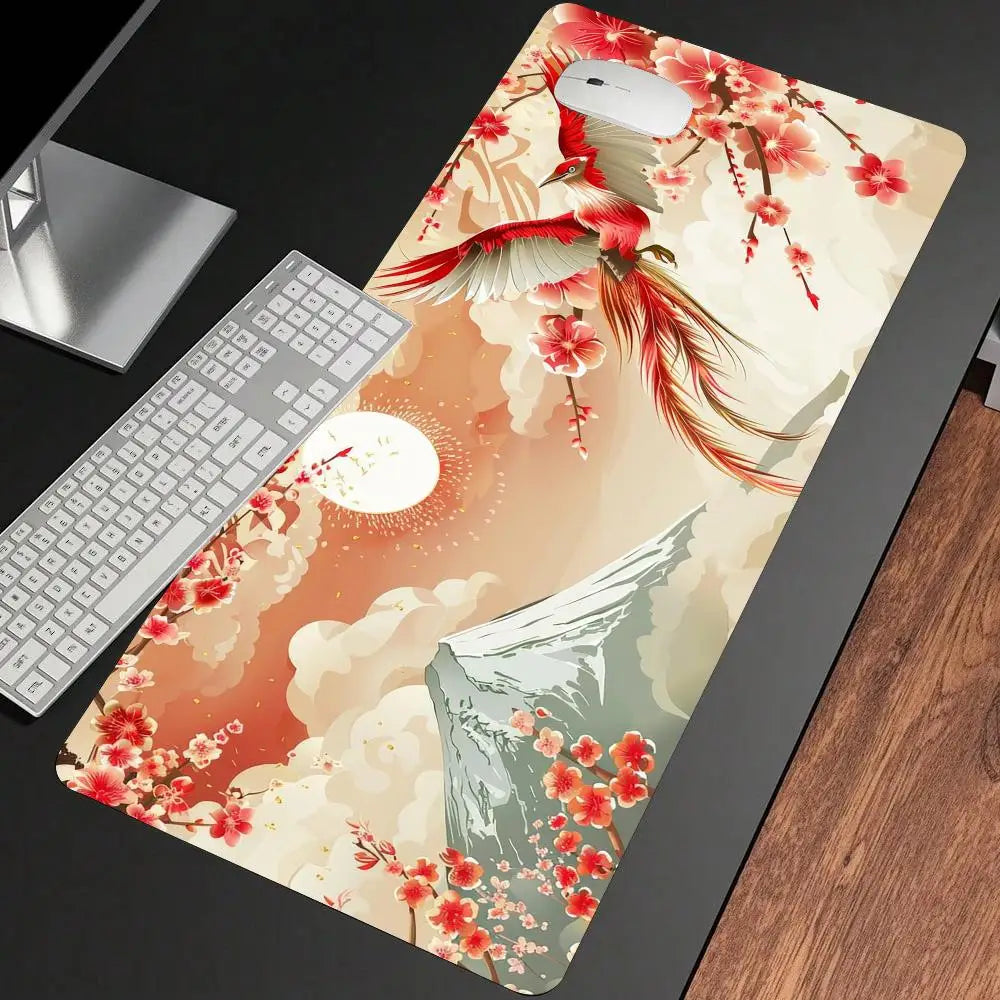 Wave and Sushi Desk Mat – Non-Slip Rubber Mouse Pad for Office and Gaming