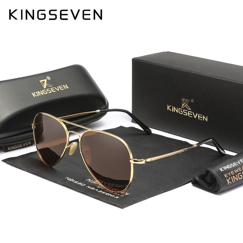 KINGSEVEN Alloy Pilot Sunglasses – Polarized UV400 Eyewear for Women Retro Style