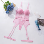 Mesh Lingerie Bodysuit Set – Backless Lace 3 Piece Lingerie for Women