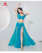 Belly Dance Professional Suit – Mesh Split Skirt Set for Oriental Performance