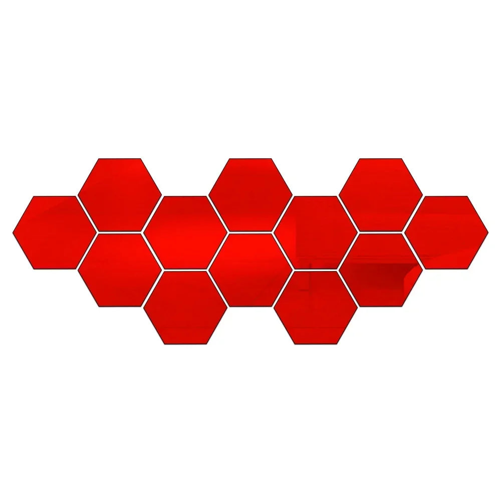 Hexagon Acrylic 3D Mirror Wall Stickers – Self-Adhesive Decor for Home