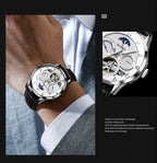 OLEVS Automatic Mechanical Watch – Leather Strap Flywheel for Business Casual