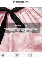 Satin V-Neck Pajama Set – Ruffled Bow Shorts for Loungewear and Sleep