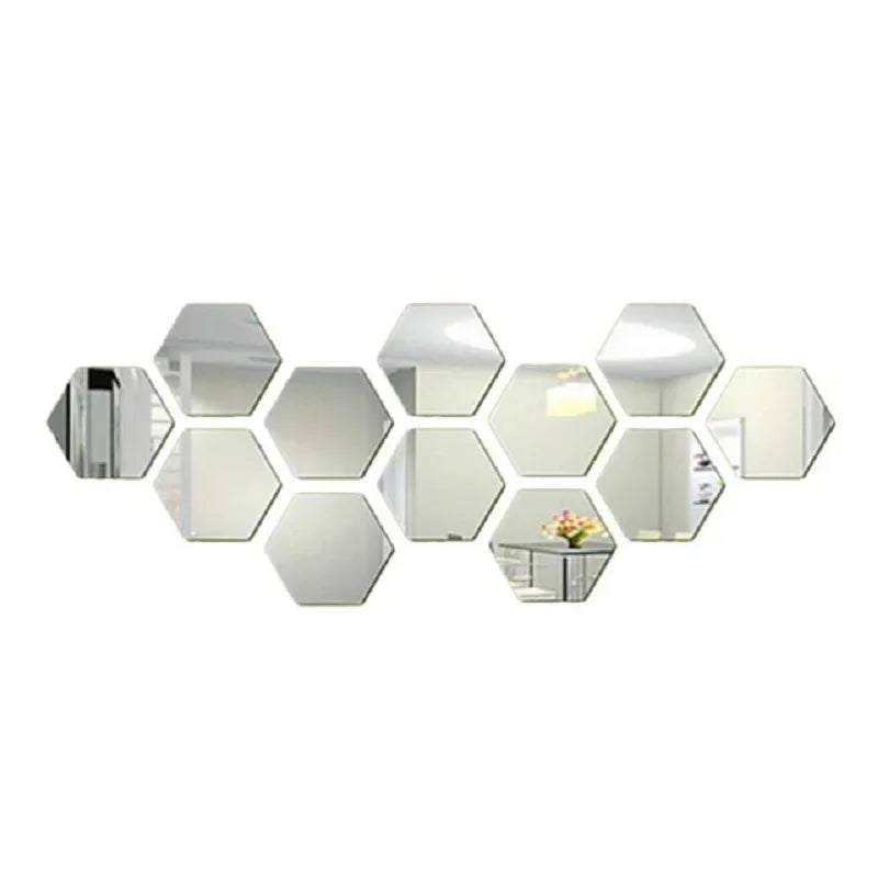 Hexagon Acrylic 3D Mirror Wall Stickers – Self-Adhesive Decor for Home